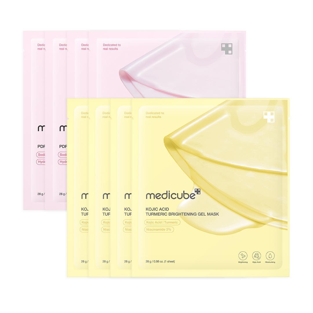PDRN Pink Collagen Gel Mask (4 Sheets) – Salmon DNA, Color-Changing, Pink Glow Korean Skincare