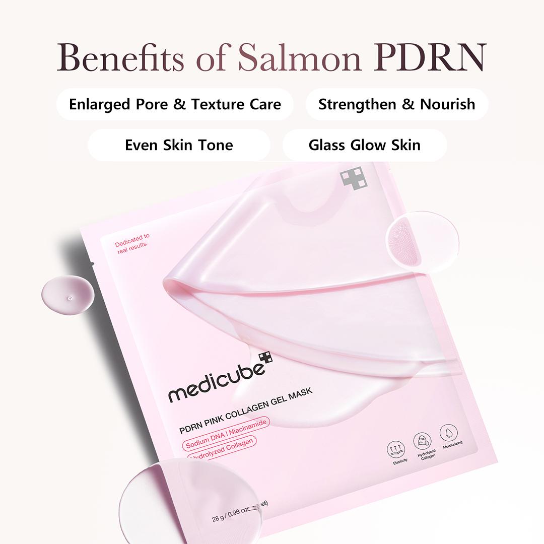 PDRN Pink Collagen Gel Mask (4 Sheets) – Salmon DNA, Color-Changing, Pink Glow Korean Skincare