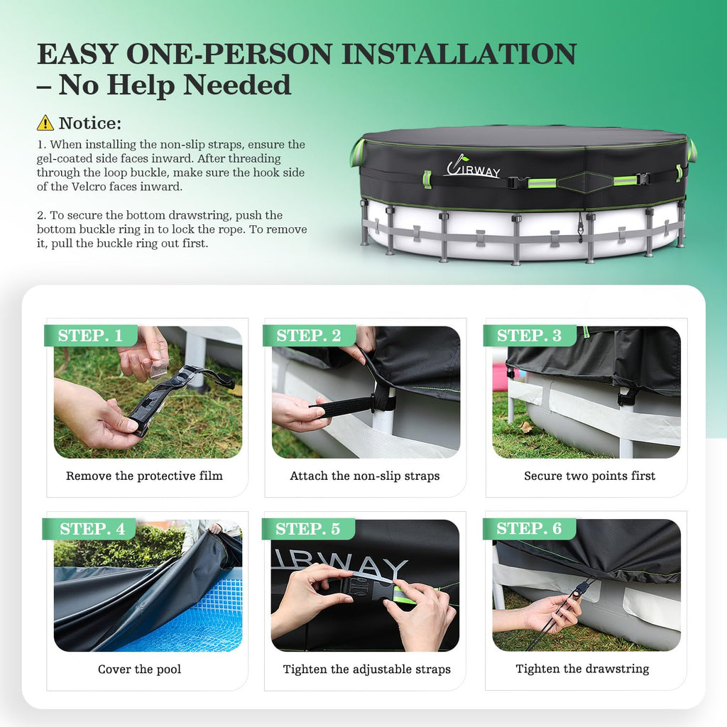 Extra-Thick Winter Pool Cover – 200gsm Heavy-Duty, Cold-Resistant & Windproof Cover for Above-Ground Pools